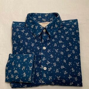18 Waits Dylan Blue Floral Men's tailored Shirt M